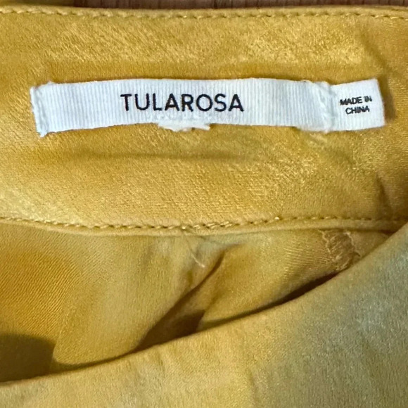 Revolve Tularosa Satin Marigold Yellow High Neck Peplum Long Sleeve Top Medium - Picture 8 of 10